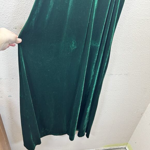 Tobi Velvet Green Y2K long slit maxi Prom dress Whimsigoth Fairy Witchy Gown M - Picture 7 of 7